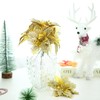 GREENTIME 12 Pcs Glitter Poinsettia Artificial Flowers Christmas with Clips