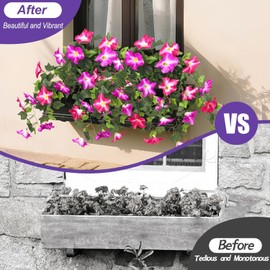 BSMYBO 2Pcs Artificial Hanging Flowers for Outdoors, Fake Outdoor Flowers Faux Petunias Silk Flowers for Outdoor planters UV Resistant for Home Garden Balcony Yard Porch Patio Decor (Fuchsia)