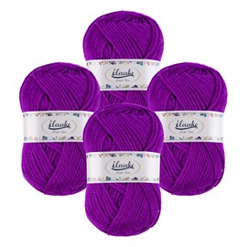 ilauke Crochet Yarn 4 x 50 g/Ball Super Soft 100% Acrylic Yarn for Beginners and Children, Hand Knitting Yarns Baby Fluffy Ball for Crochet and Crafts for Crochet and Crafts (Purple)