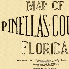 Pinellas County - Tampa Bay, St. Petersburg, Clearwater - Florida Map circa 1925