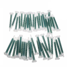 FASTROHY 100pcs Epoxy Mixing Nozzles, Plastic, Clear, for AB Glue Cartridge, Square Bayonet, MA Series, Two Component Liquid Mixing Machine