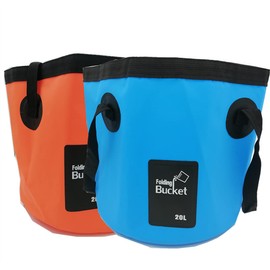MIZORLIE (2Pack) Collapsible Buckets, Camping Water Storage Container 5 Gallon(20L) Portable Folding Bucket Wash Basin for Travelling Camping Hiking Fishing Boating Gardening (Blue + Orange)