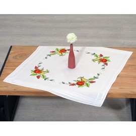 KAMACA Embroidery Kit, Satin Stitch, Stem Stitch, Pre-Drawn Cotton, Complete Embroidery Kit with Embroidery Template, Embroidery Kit for Self-Embroidery, Adults (Fruit - Garden MD 80 x 80 cm)