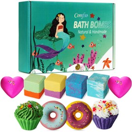 10 Kids’ Bath Bombs Gift Set – Natural Bubble Bath Bombs with Shea Butter for Dry Skin Moisturizing, Fizzy Spa Treat for Girls, Boys, Women & Moms – Birthday & Christmas Gift