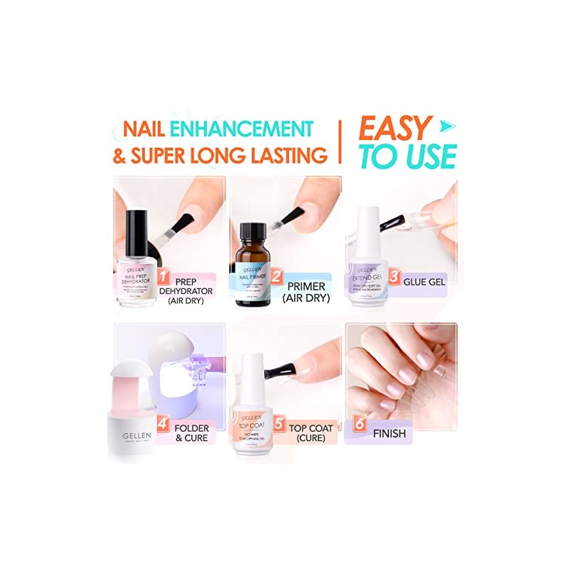 Gellen Kit de Extensión de Uñas Con Puntas de Gel,
