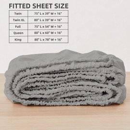 HBHLFZ Queen Fitted Sheet Only, Soft Breathable Bottom Sheet - 60"x80" Deep Pockets Queen Size Fitted Sheet - All Around Stretch Fit, Wrinkle Resistant, Colorfast - Easy Care, Gray
