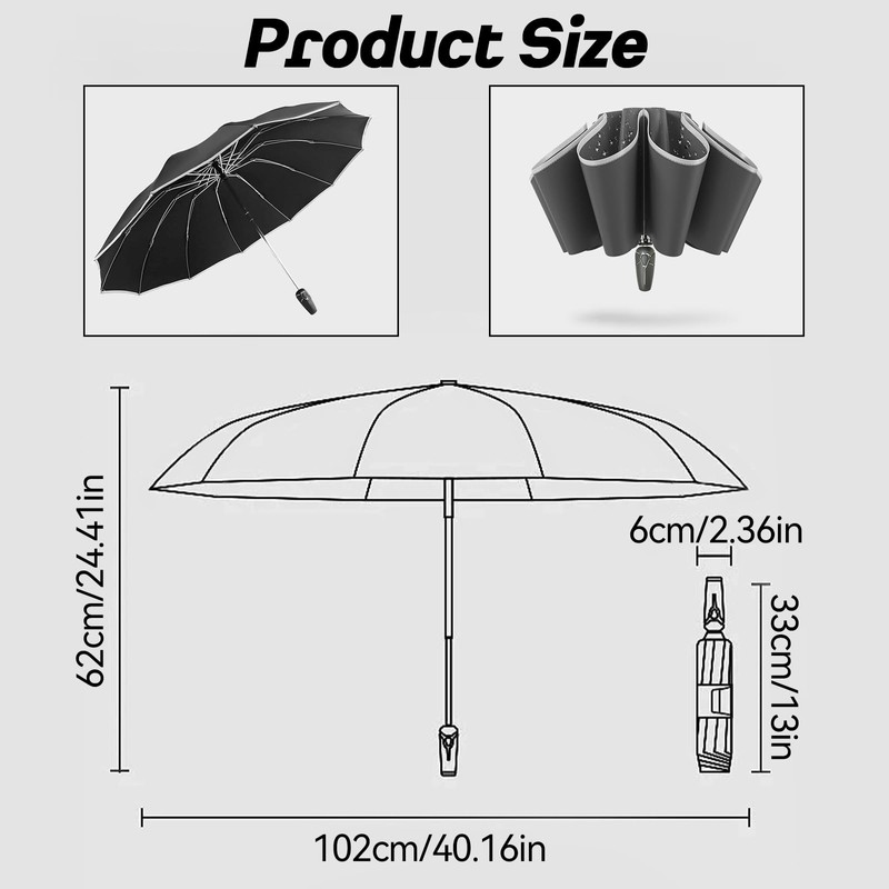 nnOuOnn Breliio Umbrella, Mini Clip Umbrellas, Reflective Safety Strip, Lightweight