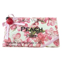 Alchimia Peach Vegetable Handmade Italian Soap Bar With Ladybug Charm Decorative Paper Wrap10.5 Oz 10.5 Oz, Cream