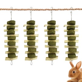 kathson Chinchilla Treats Bunny Chew Toys for Rabbits Teeth Grinding,Organic Bamboo Sticks Natural Toys for Hamsters 4 Pack