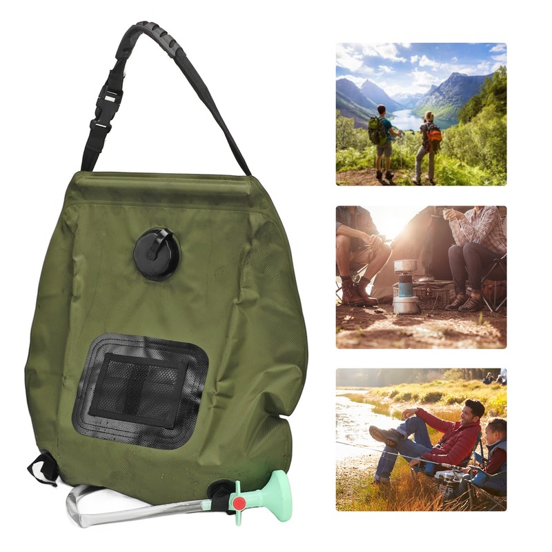 Green 20L Solar Heating Shower Bag Foldable PVC Folding Camping