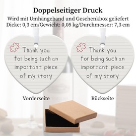 Thank You Gift Acrylic Heart with Thank You for Being Search an Important Piece of My Story Hanging Acrylic Jewellery Thank You Gift for Best Friend with Gift Box for Boyfriend Teacher