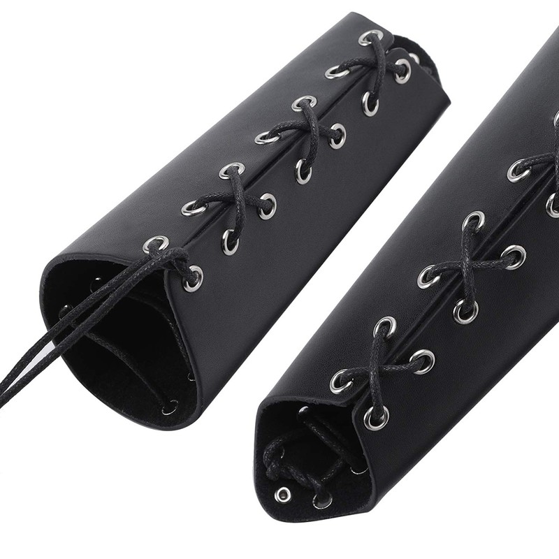 1 Pair Leather Arm Guards Unisex Gauntlet Wrist Guards Lace