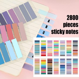 Newplenty 2800Pcs Sticky Tabs Book Tabs, Translucent Sticky Notes, Repositionable Book Markers, Morandi Book Flags Strip, Writable Book Annotation Supplies, Page Tabs, File Index Tabs (2800)