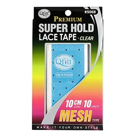 Qfitt Premium Super Hold Lace Tape 10cm Long 10sheets Mesh Type Make It Your Own Style (Clear - 5068)