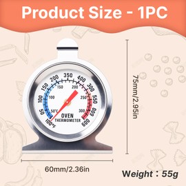 Backofenthermometer Analog, Edelstahl Ofenthermometer für Backofen, Küchenthermometer mit großem Zifferblatt, Backofen Thermometer Innen für präzises Kochen