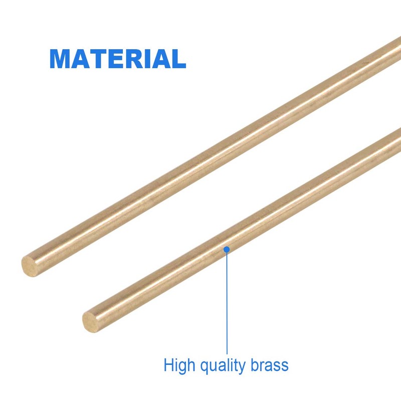 Glarks 2Pcs 5mm x 356mm Brass Straight Solid Round Rod