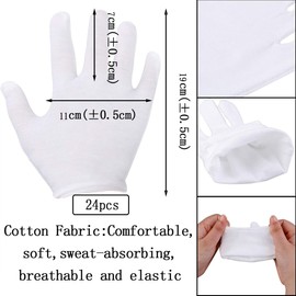 YFHUVB 12 Pairs Kids White Gloves, White Cotton Gloves Girls Boys Cosplay Costume Dress Gloves Wrist Formal Gloves for Party