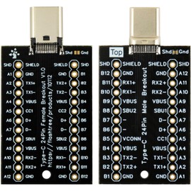 naughtystarts USB Type-C Breakout Board Male and Female Plug 24 Pin Full Pins Output Gold Plated PCB USB C Port Replacement (1pcs Male Plug + 1pcs Female Plug)