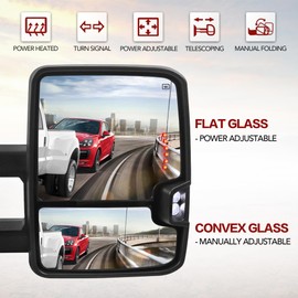 EVERESTWAY Painted White Towing Mirrors Power Heated Compatible for 03-06 Chevy Silverado Suburban GMC Serria / 07 Silverado Serria Classic w/Turn Signal Arrow Light Side Mirrors Pair Set