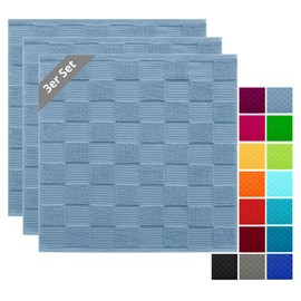 Lashuma Terry Tea Towels 50 x 50 cm, 3 x Kitchen Towels Blue - Dove, Lisbon Tea Towels Cotton