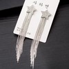 Star Long Tassel Earrings for Women Sparkly Rhinestone Fringe Chandelier