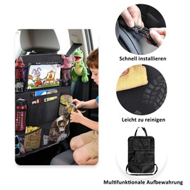 mkemka Autositz Organizer, Organizer Rücksitz, Rückenlehnenschutz Rücksitzschutz, Oxford Tuch verhindern Kick Sitzschutz Auto Rückenlehne, Schwarz