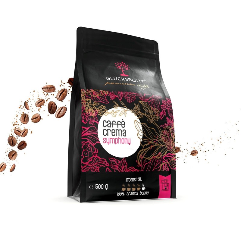 Glucksblatt Premium Caffe Symphony Whole Beans Medium Strength Roasting Intense