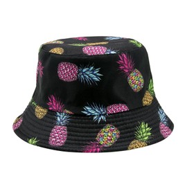 YAMEIZE Trendy Bucket Hat Summer for Women Men Teens Double-Side Fishing Hats Stylish Reversible Bucket Hat Mushroom Hat Sun Hiking Beach Outdoor, Yellow (pineapple)