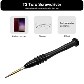 Torx Screwdriver T2, Mini Screwdriver Compatible with Toy Computer Phone Android Electronics Device Maintenance, Magnetic, Lightweight, S2 Steel, Smooth Turning Cap