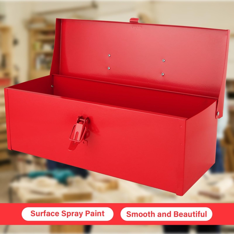 JMIATRY Red Tool Box 15 Inch Small Metal Tools Box