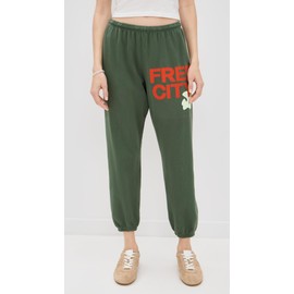 FREECITY Women's Large Sweatpants, Surplus, Graphic, Green, M