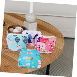DOITOOL 4pcs Period Pouch Stylish Sanitary Napkin Storage Bags for Travel Multi-Purpose Organizer for Cards Feminine Products Portable Oxford Design Cute Patterns