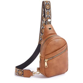 Telena Sling Bag for Women Crossbody Fanny Packs for Women Fashion Chest Bag with Adjustable Strap Gift for Christmas - Color: Brown
