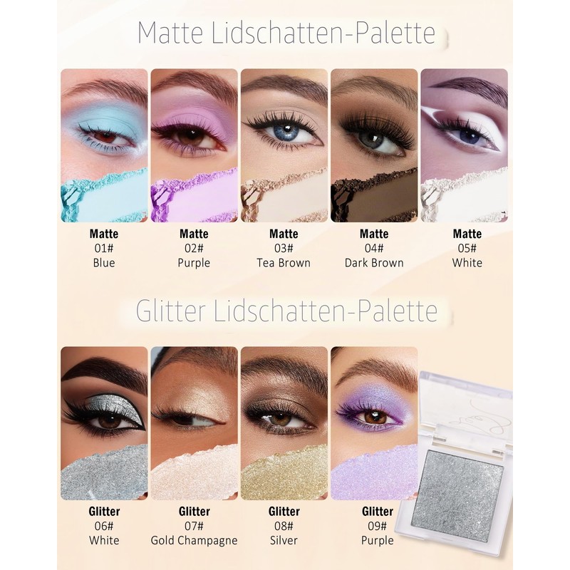 Purple Matte Eyeshadow Palette, Purple Waterproof Metallic Cream Eyeshadow