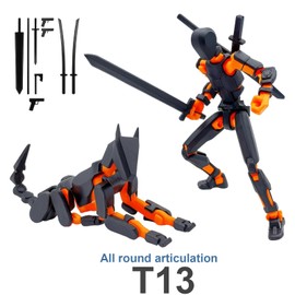 T13 Action Figure with Robot Dog, 3D Printed Kids' Play Action Figures, DIY Desktop Decoration for Stop Motion Animation and Art Lovers, PLA Material Set