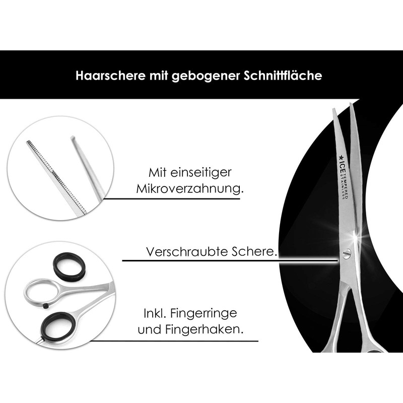 Hairdressing Scissors Barber Scissors 7 Inch 7in ONE-SIDED Micro Serration – Curved Cutting
