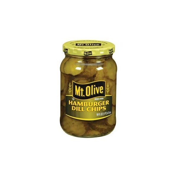 Mt. Olive Hamburger Dill Chips Pickles 16 oz (Pack of 12)