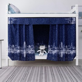 Mocarly Dorm Single Twin Bunk Bed Tents Drapes Dustproof Blackout Underbed Cloth Bed Privacy Curtains 2 Panels + 1 Top (Tower, 45.3 x 78.7 in)
