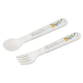 OSK SF-27 Cutlery Set, Snoopy & Friends, Spoon, Fork Set, White, Made in Japan, Dishwasher Safe, Plastic, Kids, Babies, Stylish, Cute, Easy to Use