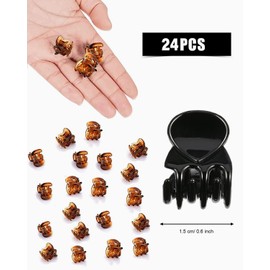 BPTRKOM Pack of 24 Mini Hair Clips Plastic Hair Claw Pins Small Clips Small Non-Slip Grip Small Jaw Clips for Girls and Women (Black, Brown)