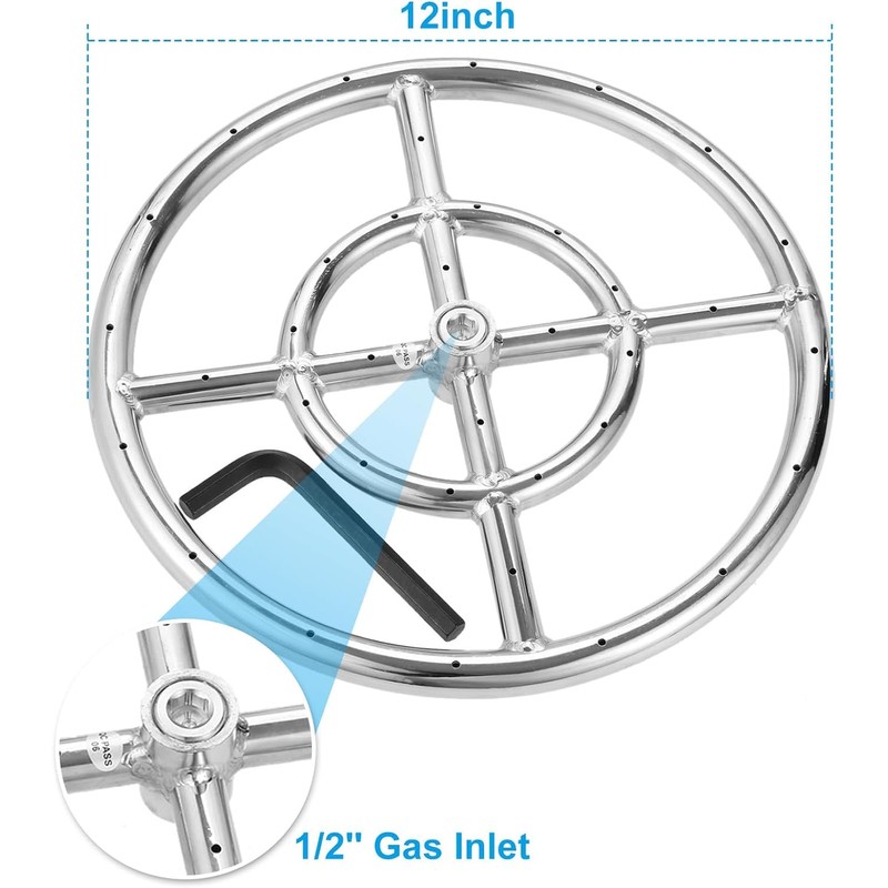 Duheri 12-inch LP Propane Gas Fire Pit Burner Ring Installation