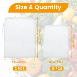 NVGVUP 7 Pack Cheese Cloths for Straining, 2 Sizes Nut Milk Bags Strainers, Food Grade Nylon Muslin Cloths with Drawstring, Reusable Fine Mesh Straining Bags for Straining Coffee Tea Juice Yogurt