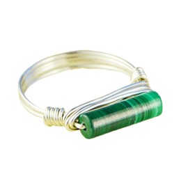 Malachite Gemstone Wire Wrapped Stacking Sterling Silver or Gold Filled Wire Wrapped Ring- Custom made to size 4-14