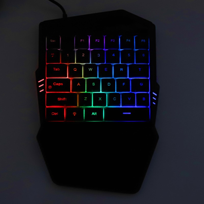 One Handed Gaming Keyboard USB Wired RGB Backlit 35 Keys