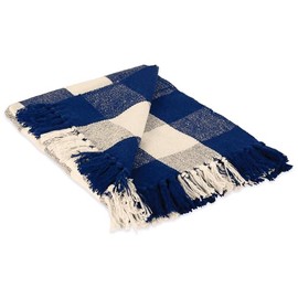 DII - Manta plegable de poliéster, 100% algodón, diseño de búfalo, cobija, Azul, 50 x 60", 1, 1