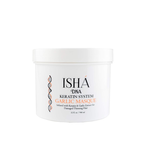 ISHA DNA Keratin System Garlic Mask - Infused with Keratin and Garlic Extract For Damaged Thinning Hair - Stops Hair Loss and Promotes Growth - Deep Conditioning - Sulfate and Paraben Free