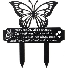 Cemetery Decorations for Grave, Butterfly Memorial Grave Markers, Plaque Stake Metal Memorial Cemetery, Garden Yard Grave Site Outdoor Stake Marker(Small) - Color: Large
