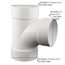 1.5 Inches PVC DWV Sanitary TEE Street for Drain Waste and Vent, PVC Pipe Fittings Connect Coupling Adapter white (1-1/2 Inches)