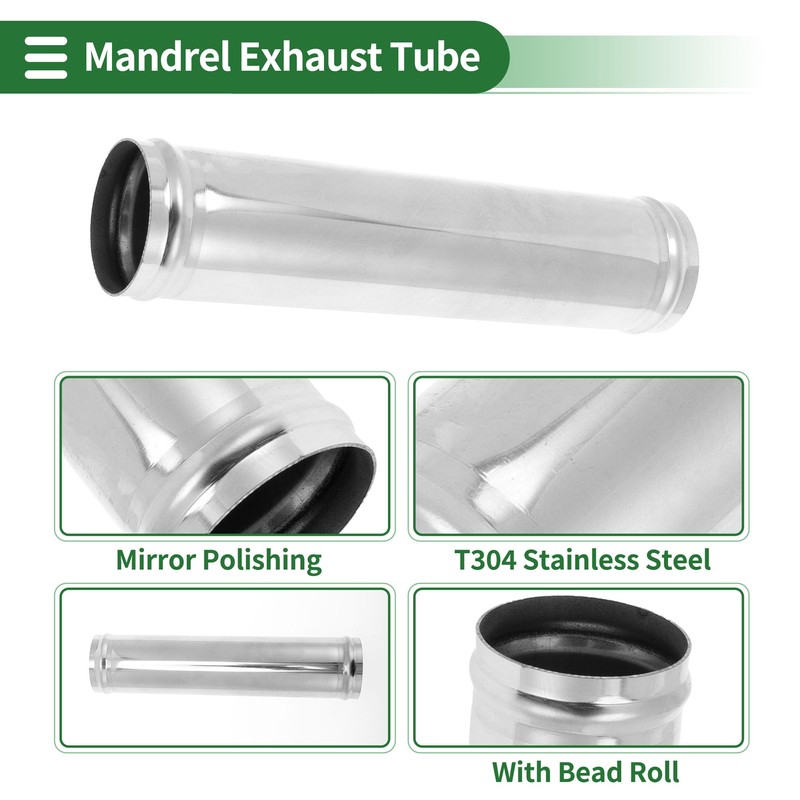 X AUTOHAUX Straight Exhaust Pipe Tube with Bead Roll DIY