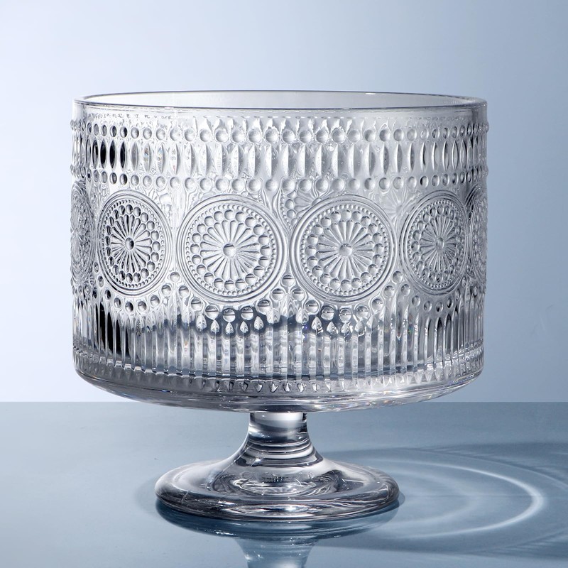MOLIGOU Glass Trifle Bowl, 110 oz Trifle Bowl with Pedestal,
